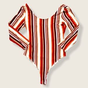 Multicolored striped bodysuit